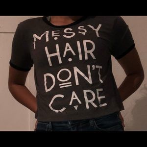 Gray and white crop top